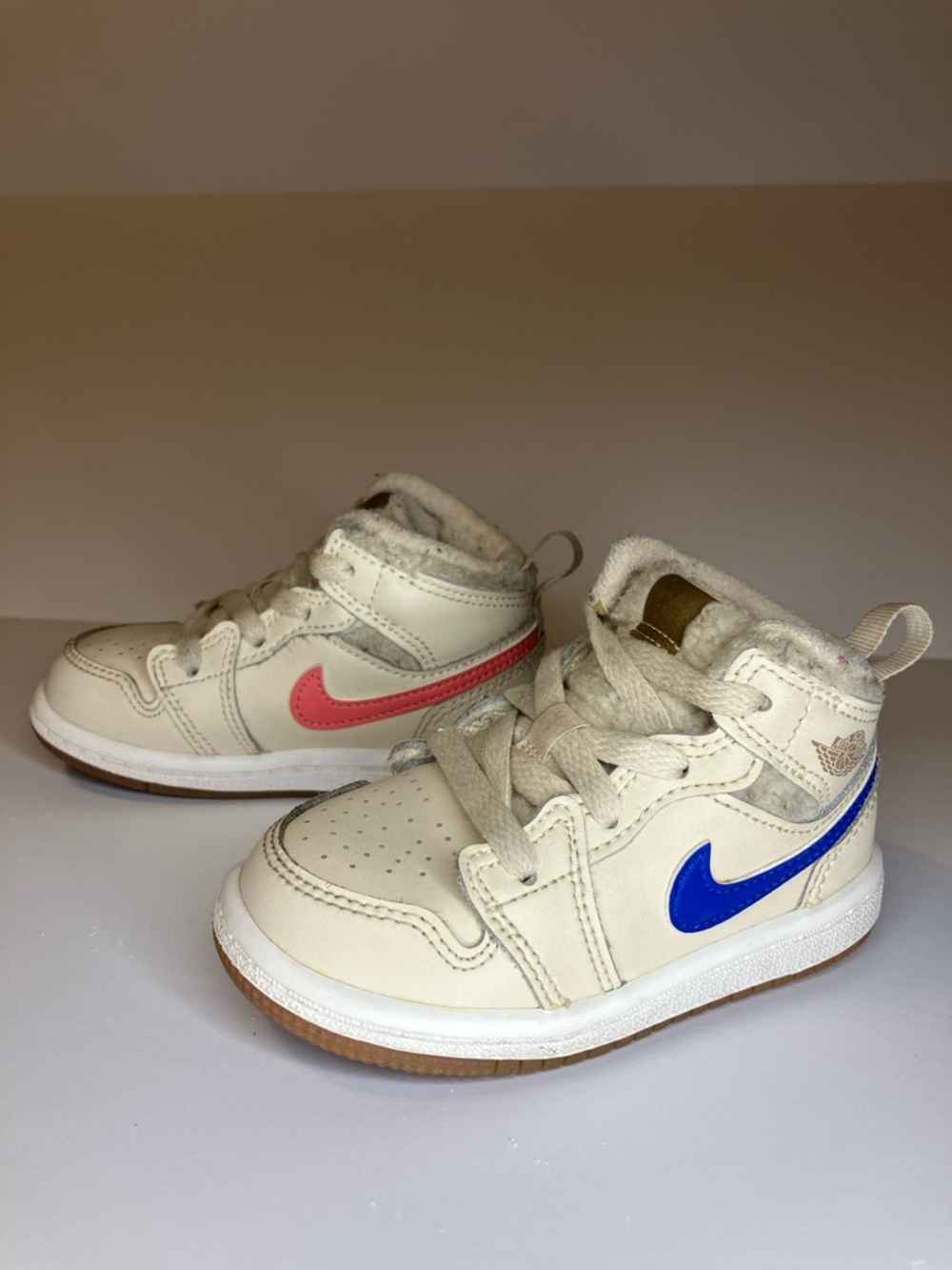 Nike Jordan 1 Mid 6C Utility "Fleece" Sneakers in the Pearl White- Toddler Shoes